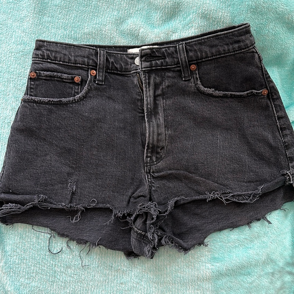 Abercrombie & Fitch Black Cut Off Short Curve Love